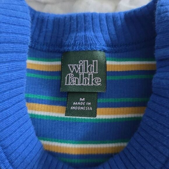 Wild Fable Women's Size Medium Blue Green Yellow Ribbed Cropped Tank Top - Picture 5 of 6